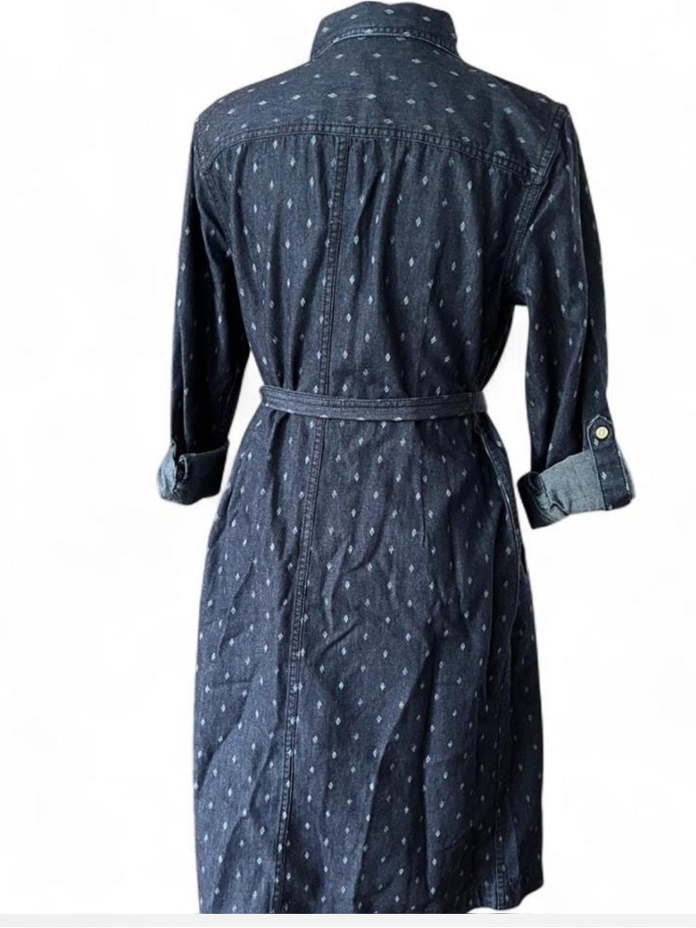 Talbots Denim Polka Dot Dress w/Belt Blue 6 Petite Office/Casual - Picture 4 of 9